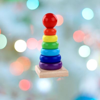 Jouet en Bois - WoodenToys™ - Tour arc - en - ciel - Bebeworld